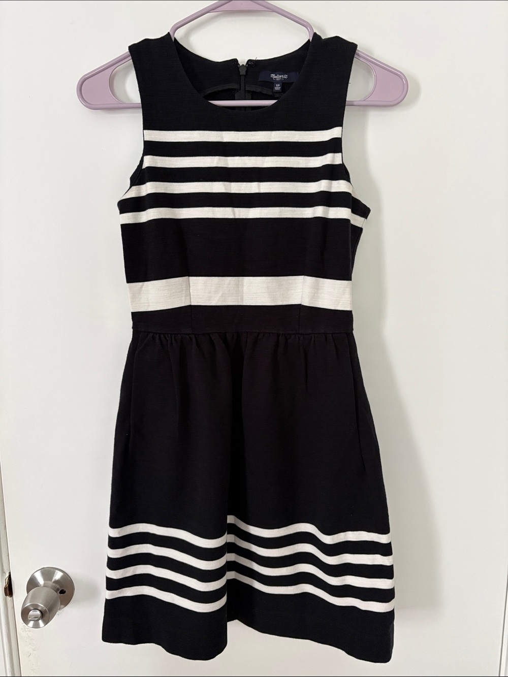Black & White Striped Sleeveless Women Dress